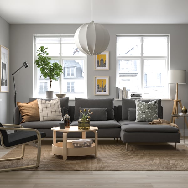 A with open end/Tallmyra medium grey SÖDERHAMN 4-seat sofa with chaise longue