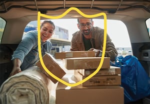 A brown DUNDERGUBBE moving box