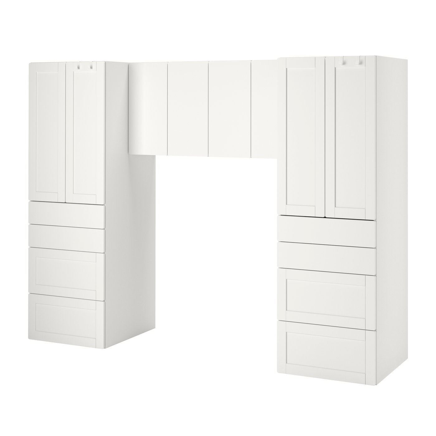 IKEA SMÅSTAD förvaringskombination, vit/med ram, 240x57x181 cm