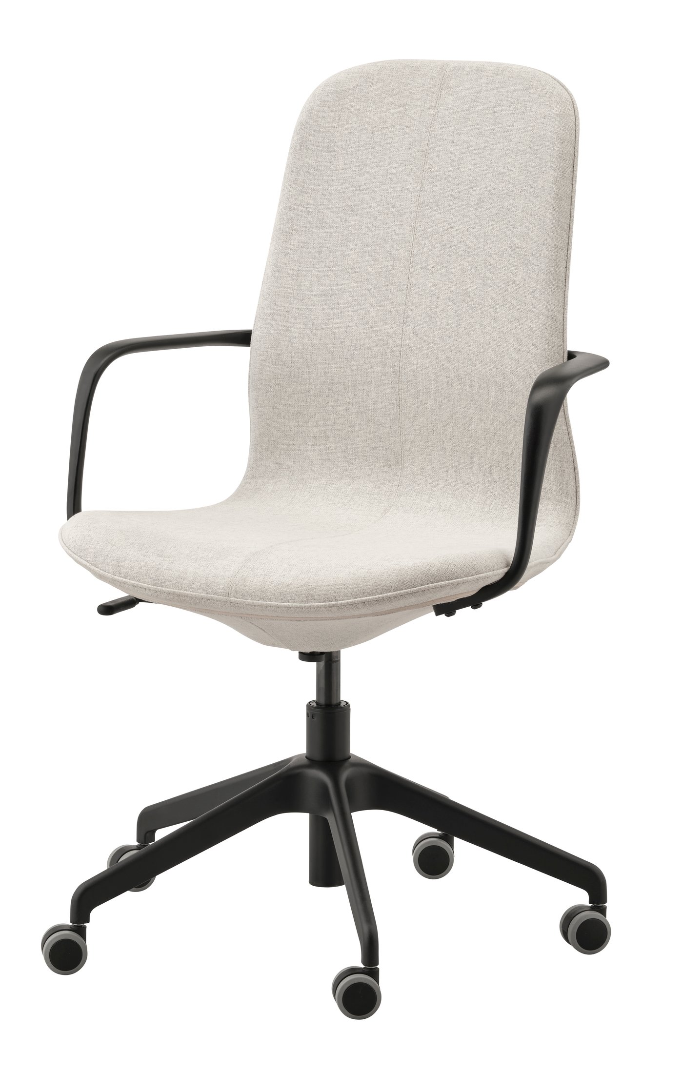 IKEA LÅNGFJÄLL konferensstol med armstöd, gunnared beige/svart