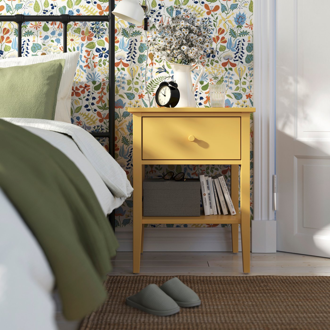An yellow/with 1 drawer with shelf GULLABERG bedside table