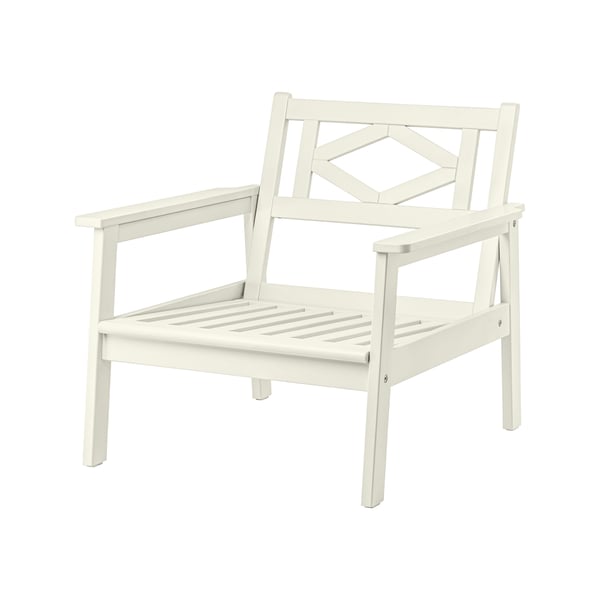 A white/beige BONDHOLMEN armchair, outdoor in the NA