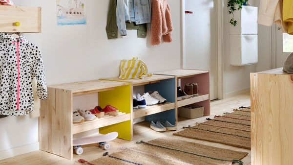 A handmade natural/multicolour RAKLEV rug, flatwoven in the NA
