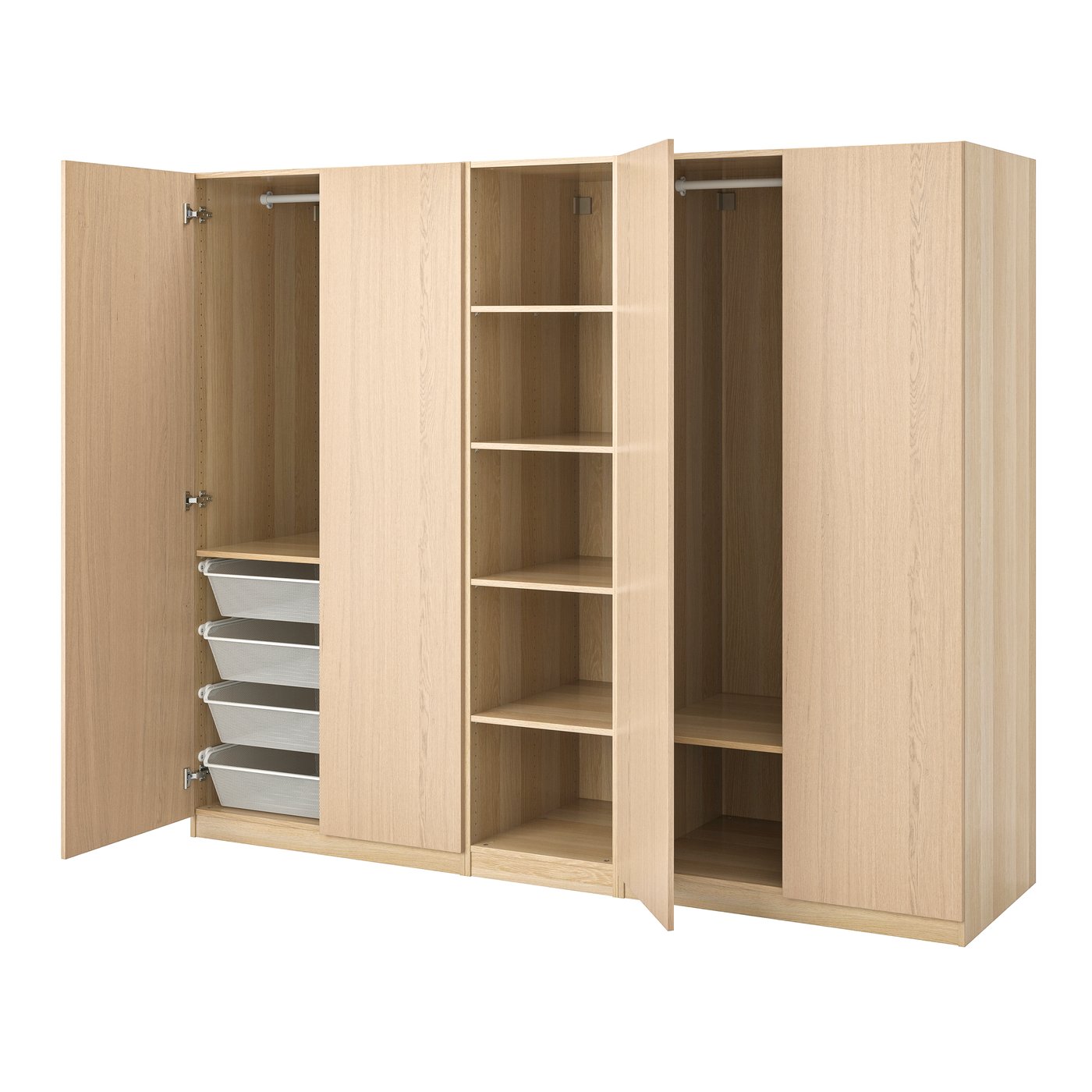 IKEA PAX / FORSAND garderob, vitlaserad ekeffekt/vitlaserad ekeffekt, 250x60x201 cm