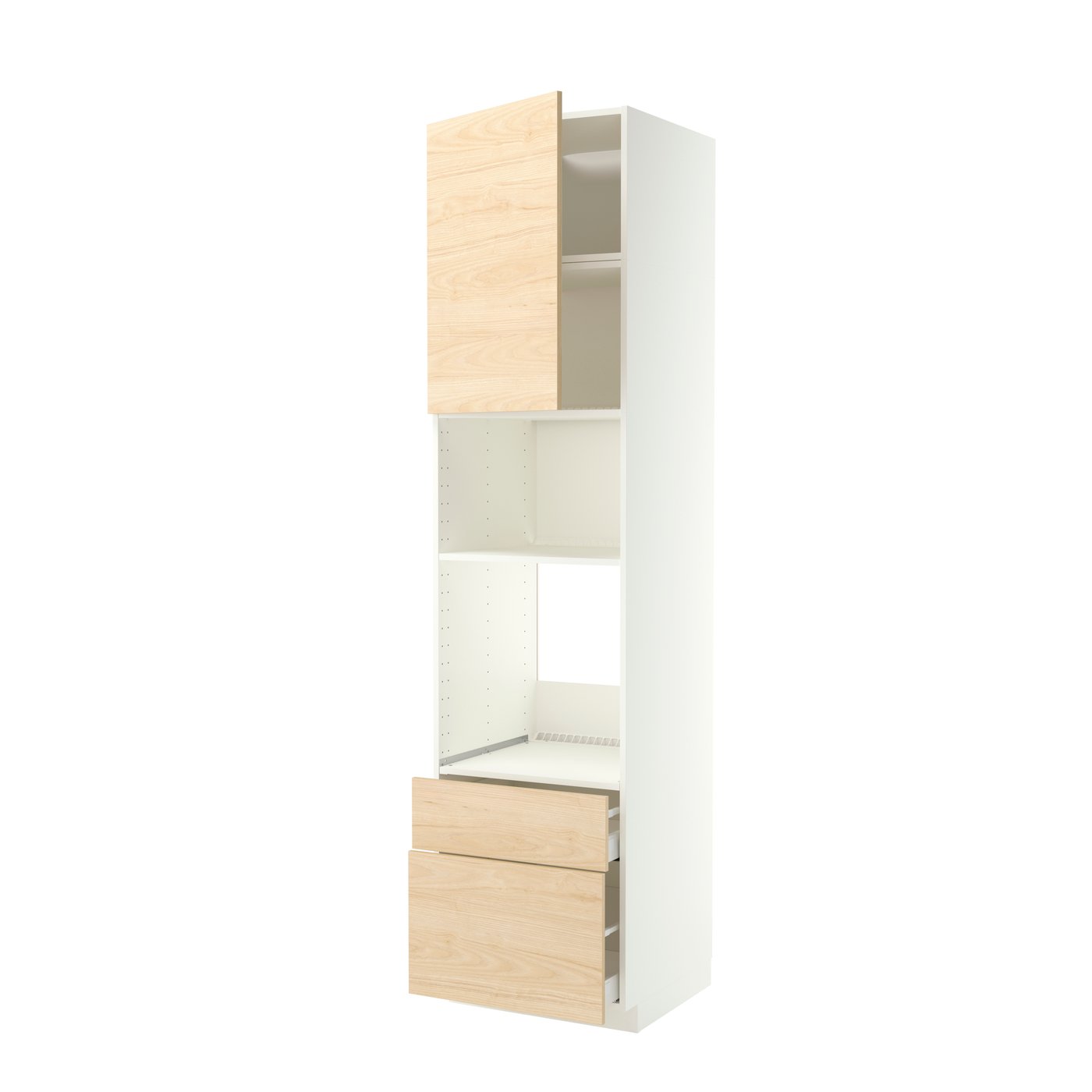 IKEA METOD / MAXIMERA högskåp för inbyggda vitvaror, vit/askersund ljus askmönstrad, 60x60x240 cm