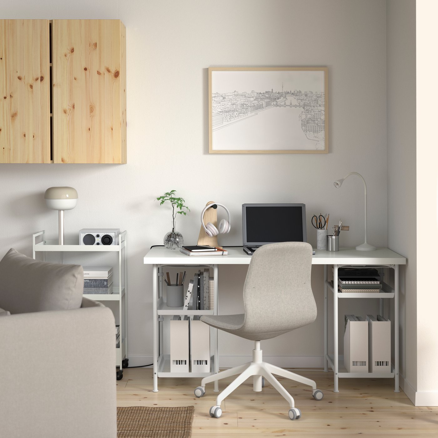 IKEA LAGKAPTEN / SPÄND skrivbord, vit, 140x60 cm