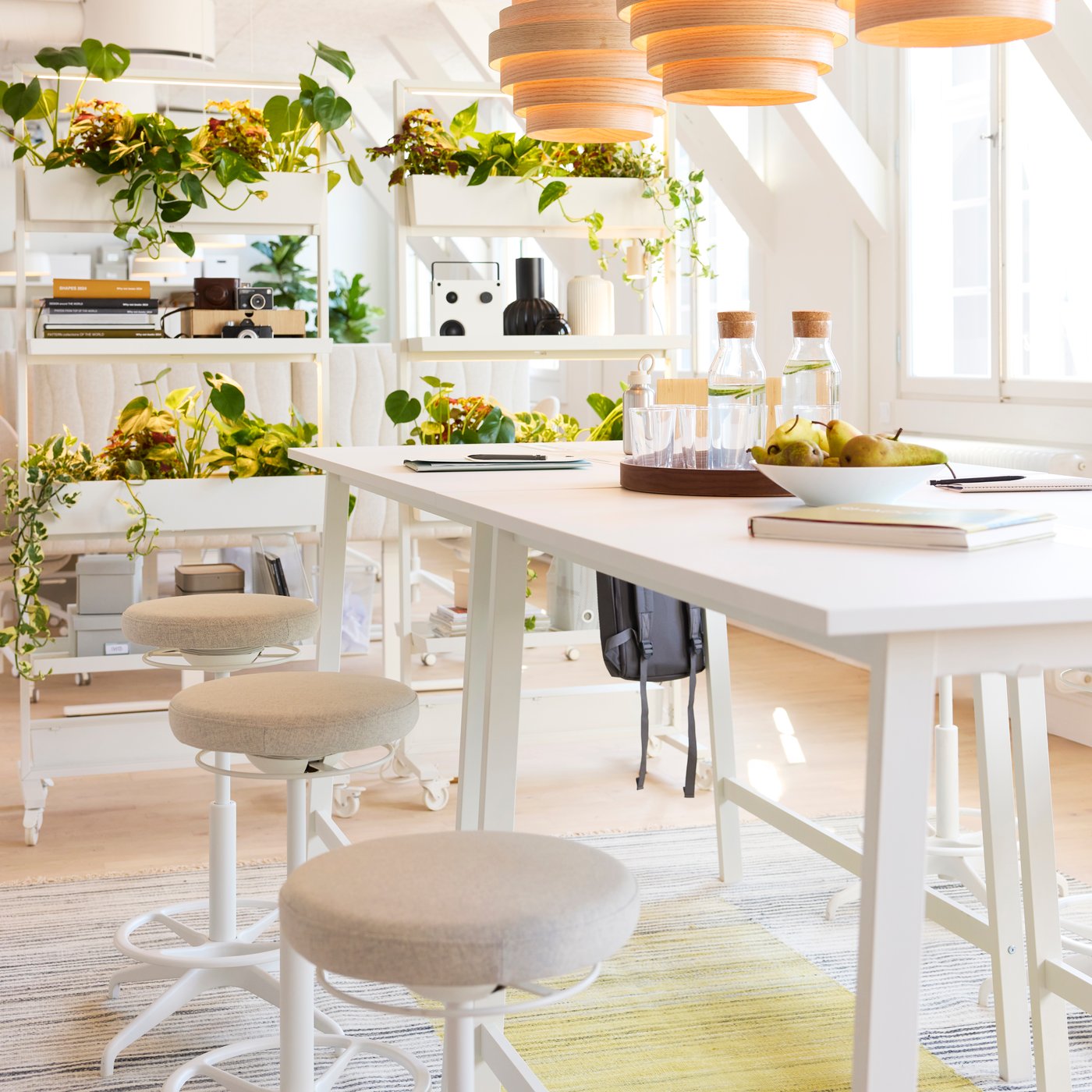 A white stained oak veneer DYKARKLOCKA pendant lampshade