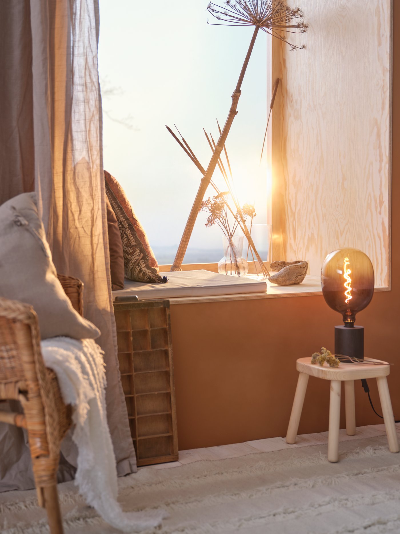 A beige/with heading tape SILVERLÖNN sheer curtains, 1 pair