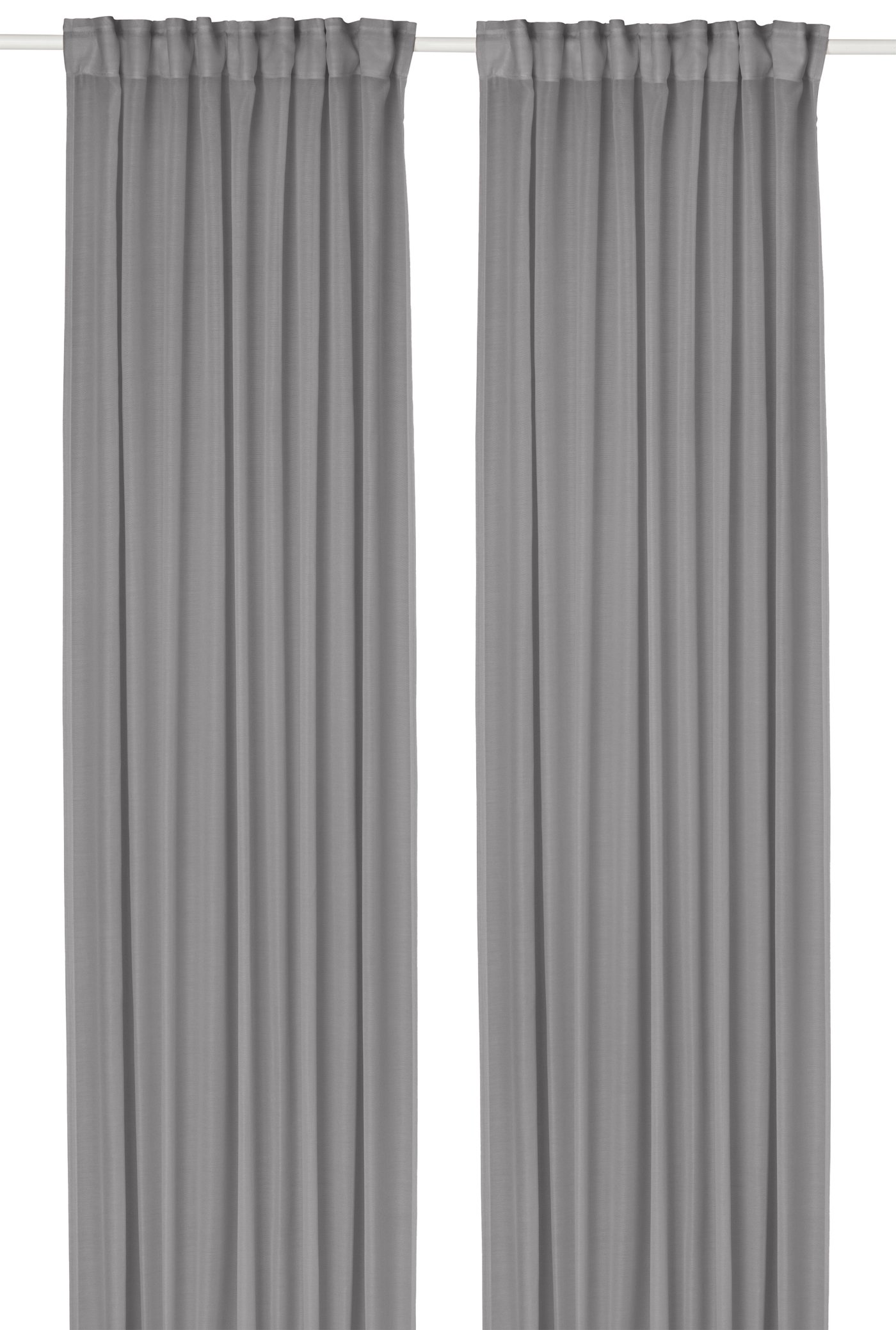 IKEA STENFRÖ skira gardiner, 1 par, grå/med veckband, 145x300 cm