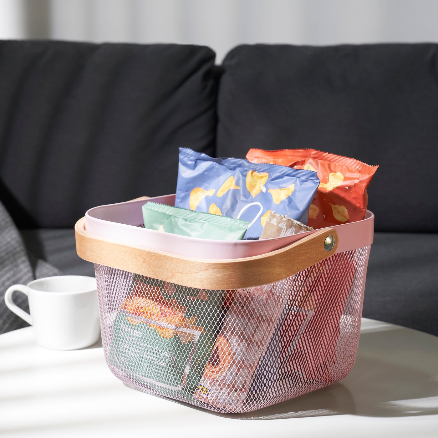 A pink RISATORP basket