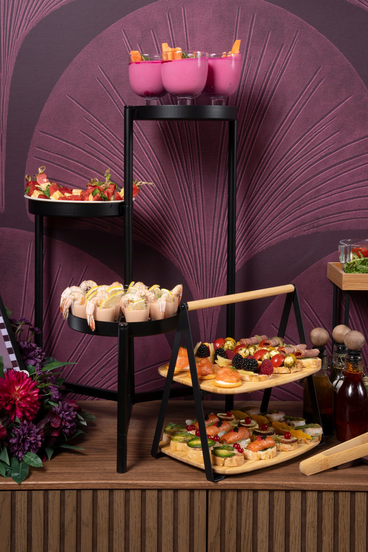 Selection of dishes presented in serveware for a gathering.