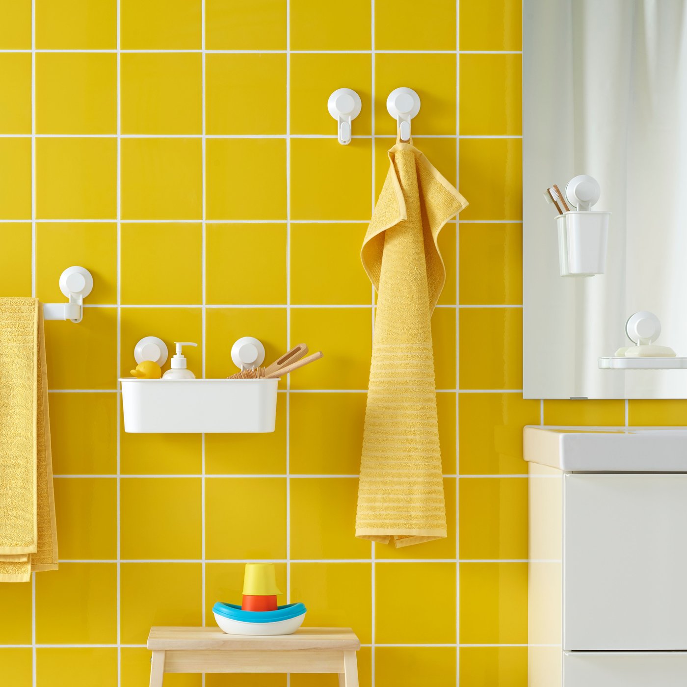 A white TISKEN hook with suction cup