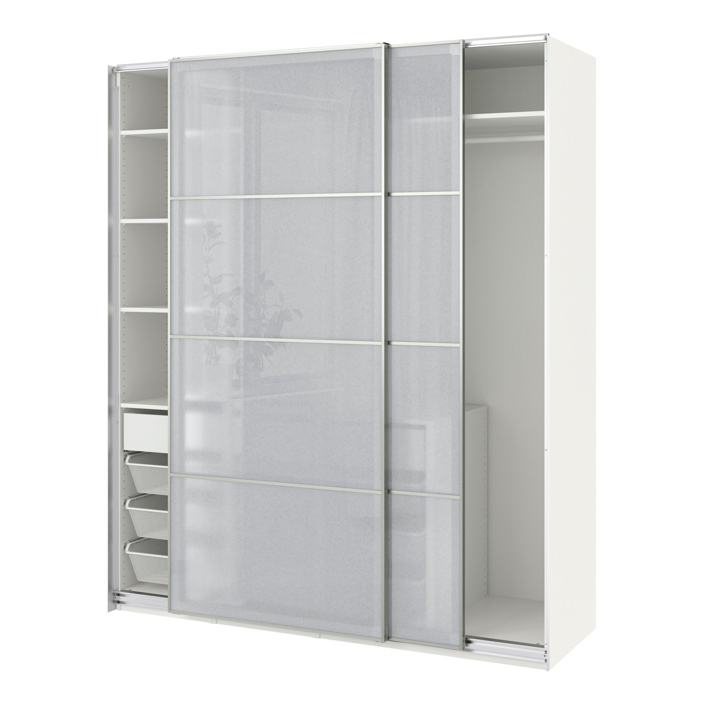 IKEA PAX / SVARTISDAL garderob med skjutdörrar, vit/vit papperseffekt, 200x66x236 cm