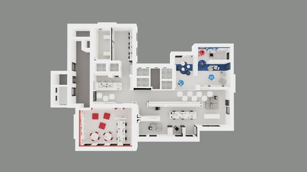 Planimetria della Biblioteca comunale di Brescia Roncadelle realizzata dal negozio IKEA Brescia Roncadelle, nello specifico del piano terra e delle sue stanza. 