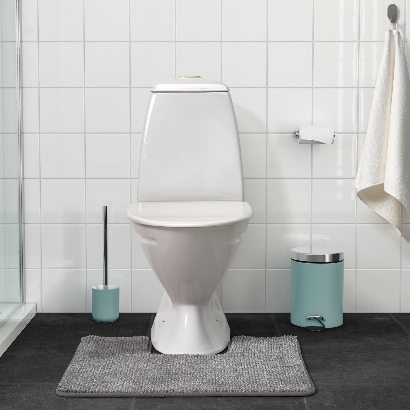 A grey-white/mélange TOFTBO pedestal mat