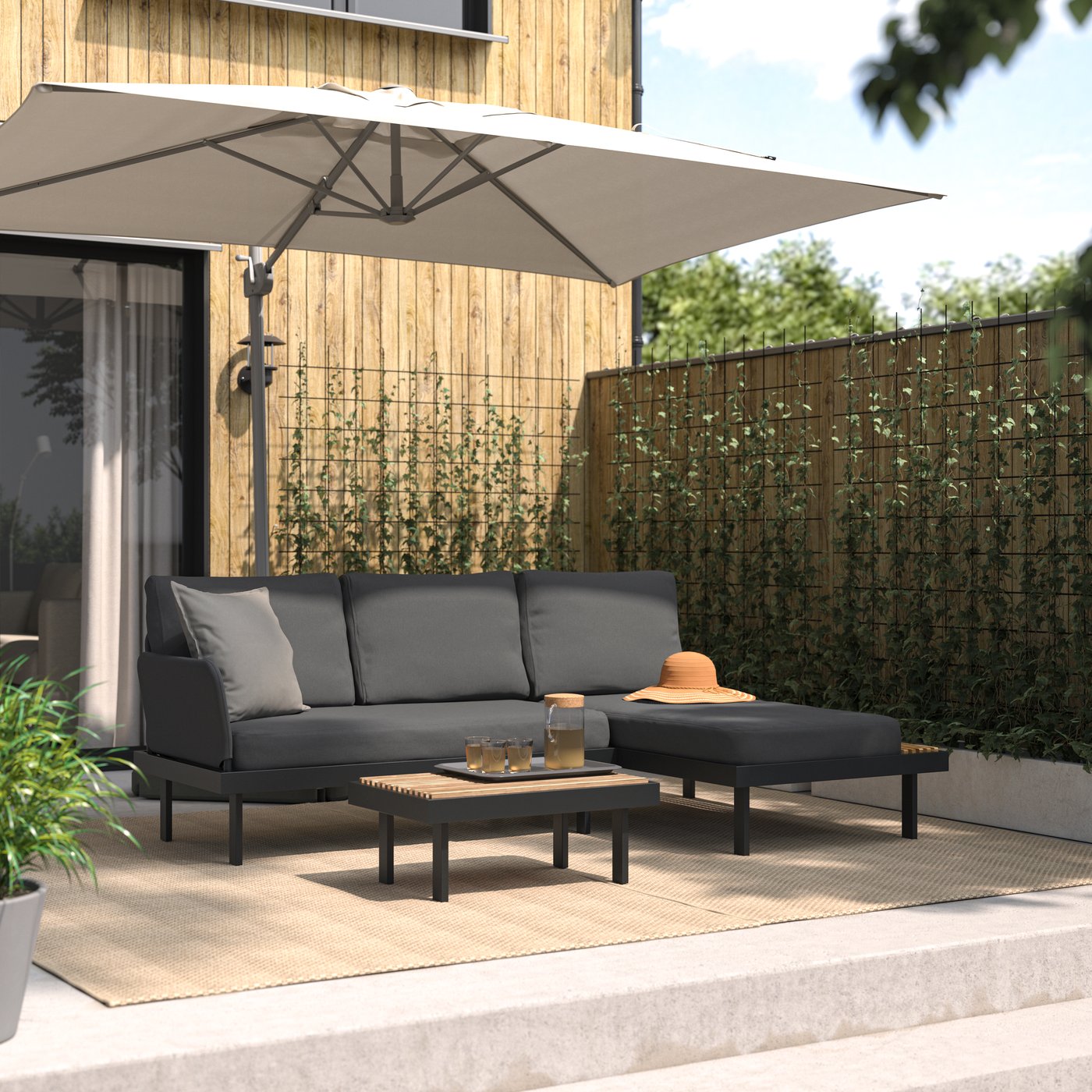 Ensemble de salon d'extérieur REVSKÄR 3 places anthracite/Frösön/Duvholmen gris foncé