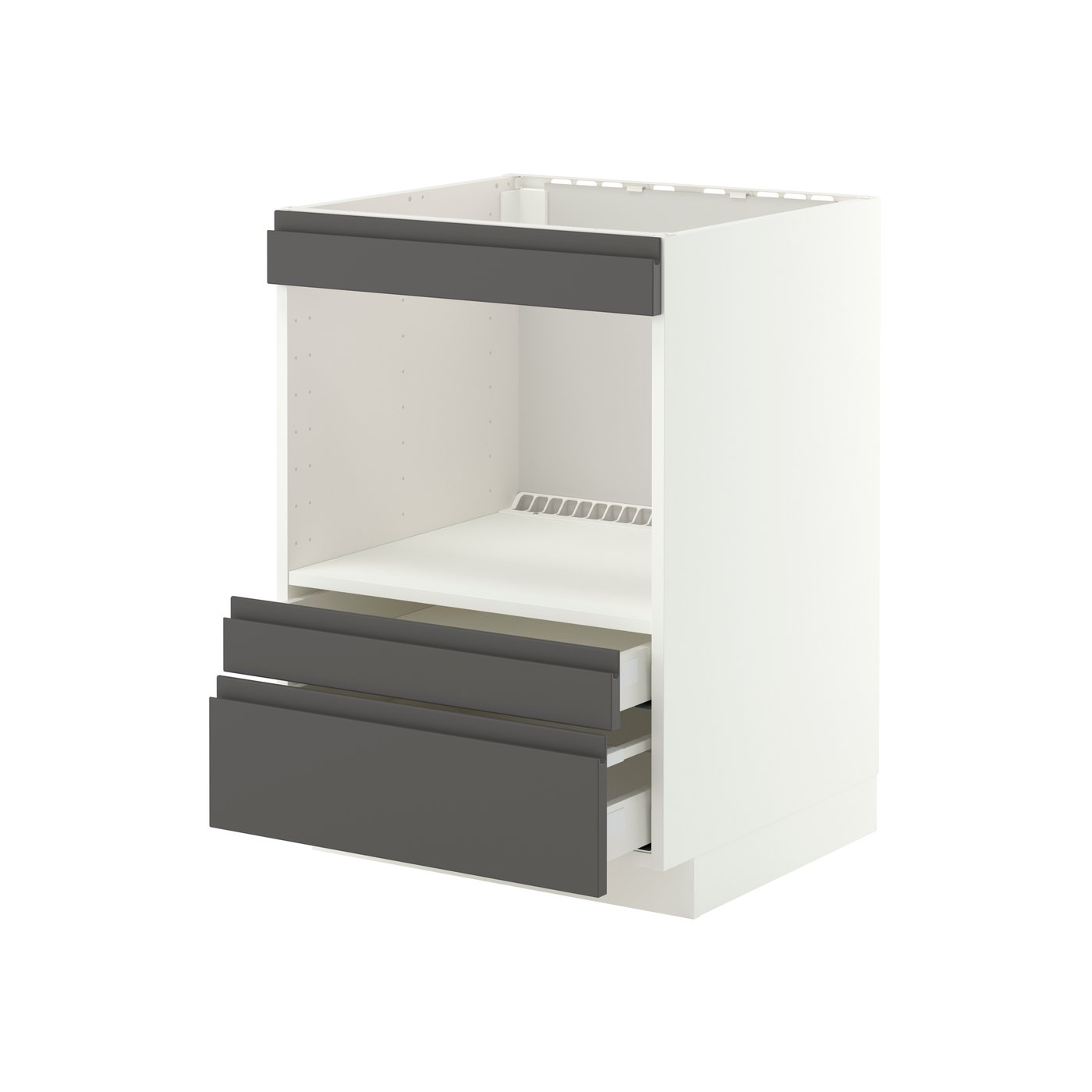 IKEA METOD / MAXIMERA bänkskåp för inbyggda vitvaror, vit/voxtorp mörkgrå, 60x60 cm