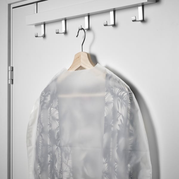 A transparent white RENSHACKA clothes cover