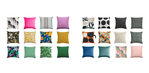 A beige SVARTHÖ cushion cover
