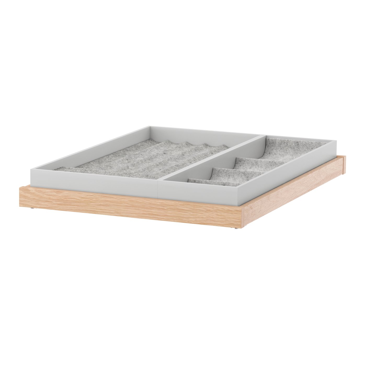 IKEA KOMPLEMENT utdragbart hyllplan med insats, vitlaserad ekmönstrad, 50x58 cm