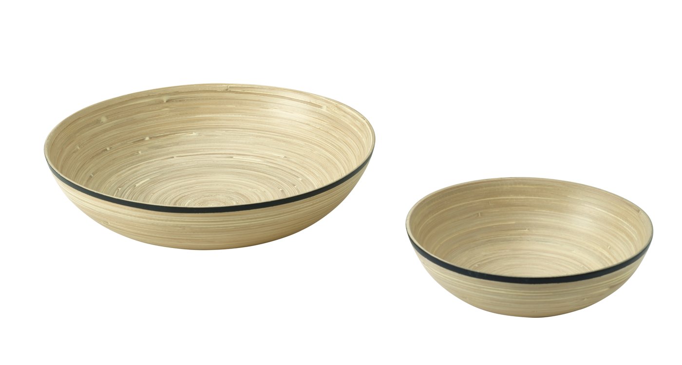 IKEA SOLUPPGÅNG serveringsskål, set om 2, bambu