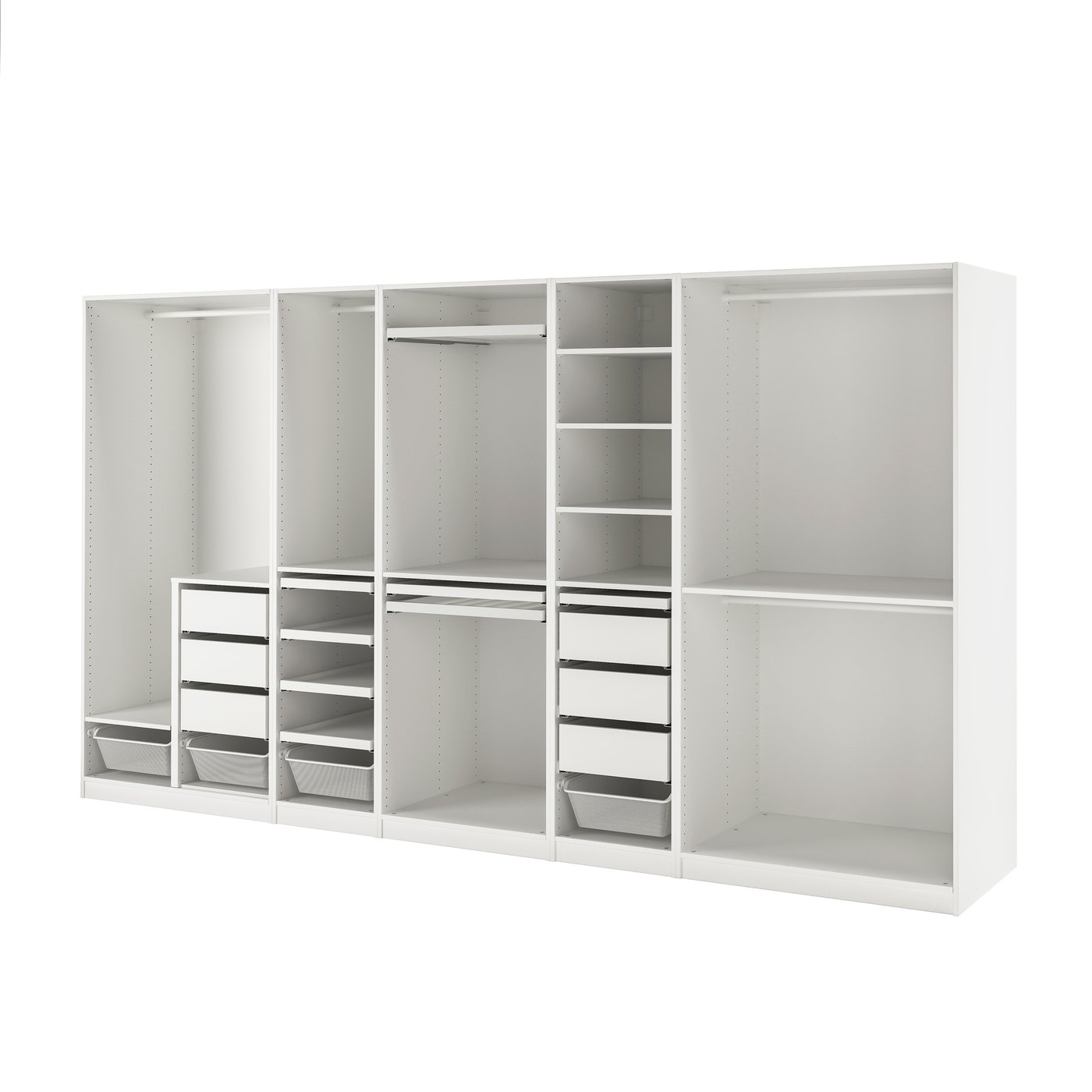 IKEA PAX garderobskombination, vit, 375x58x201 cm