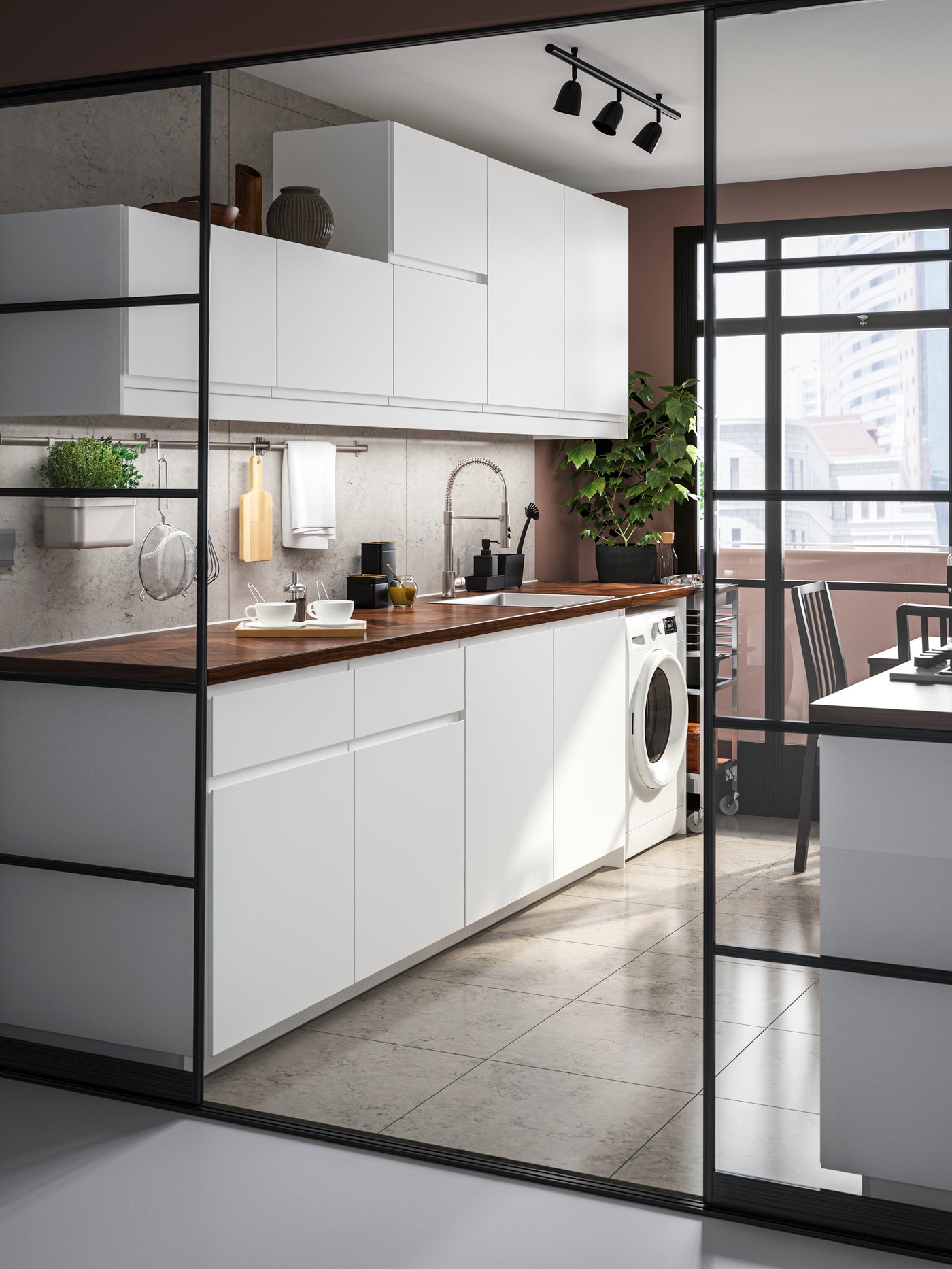 A matt white VOXTORP door