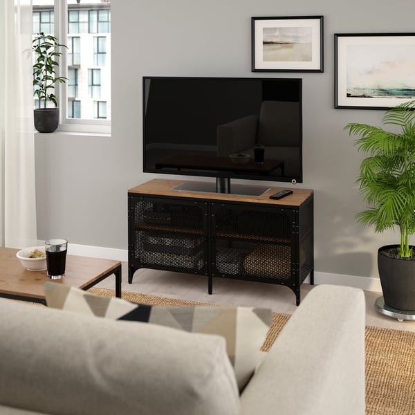 A black FJÄLLBO TV bench