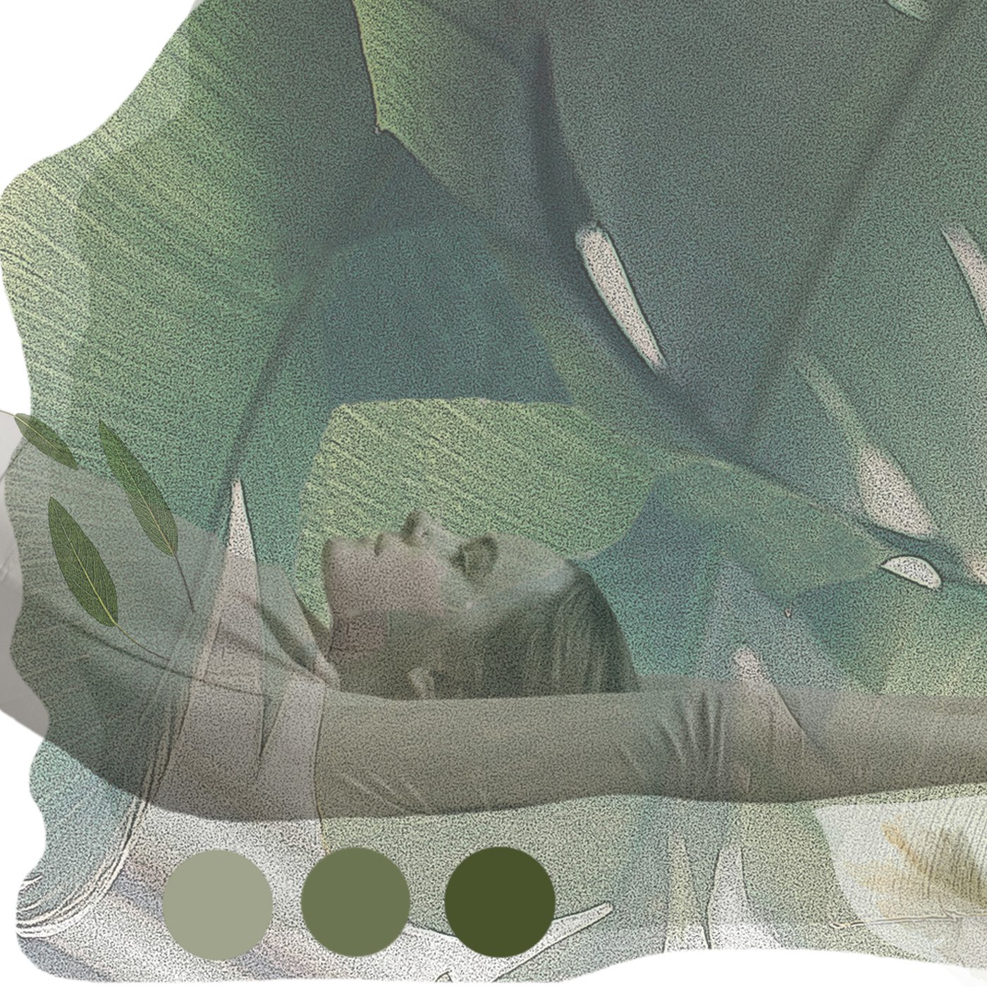 Kolaż przedstawiający kojącą zieleń