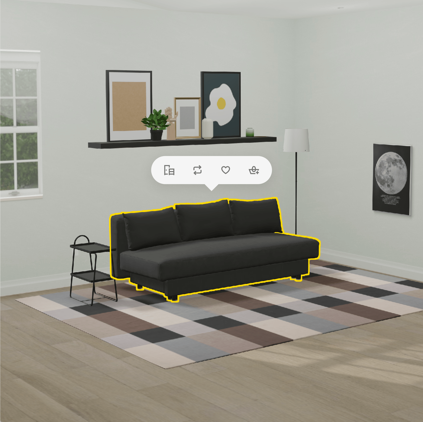 Image d'un salon créé avec les produits IKEA Kreativ.