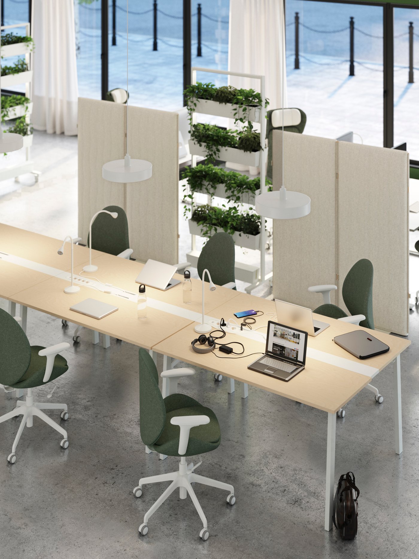 A birch veneer/white MITTZON conference table