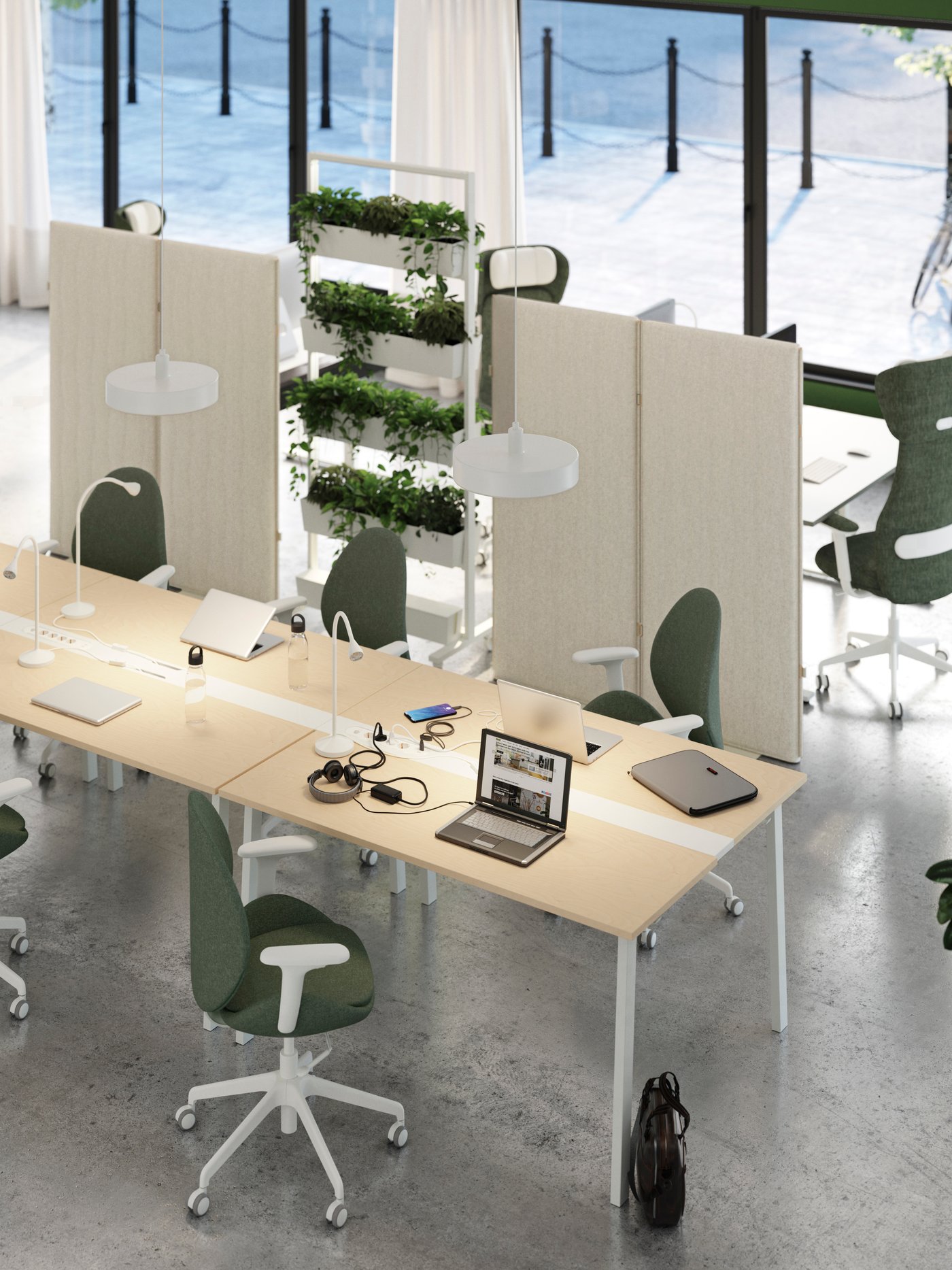 A birch veneer/white MITTZON conference table