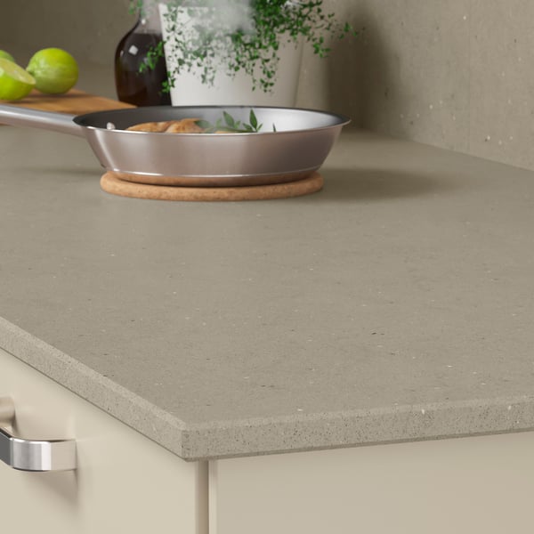 A dark beige limestone effect/glass composite LOCKEBO custom made worktop