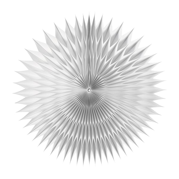 A 3D-shapes white STRÅLA lampshade in the NA