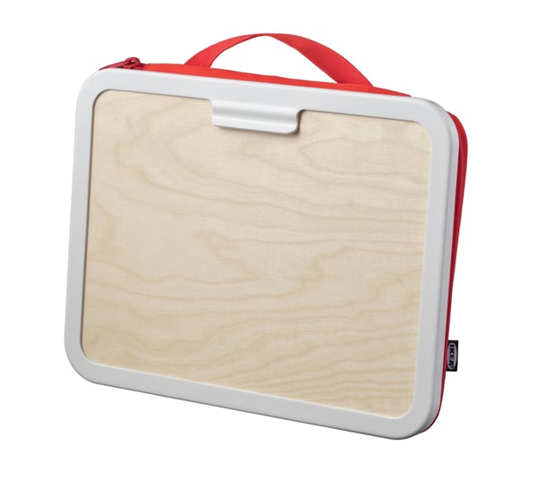 A red MÅLA portable drawing case