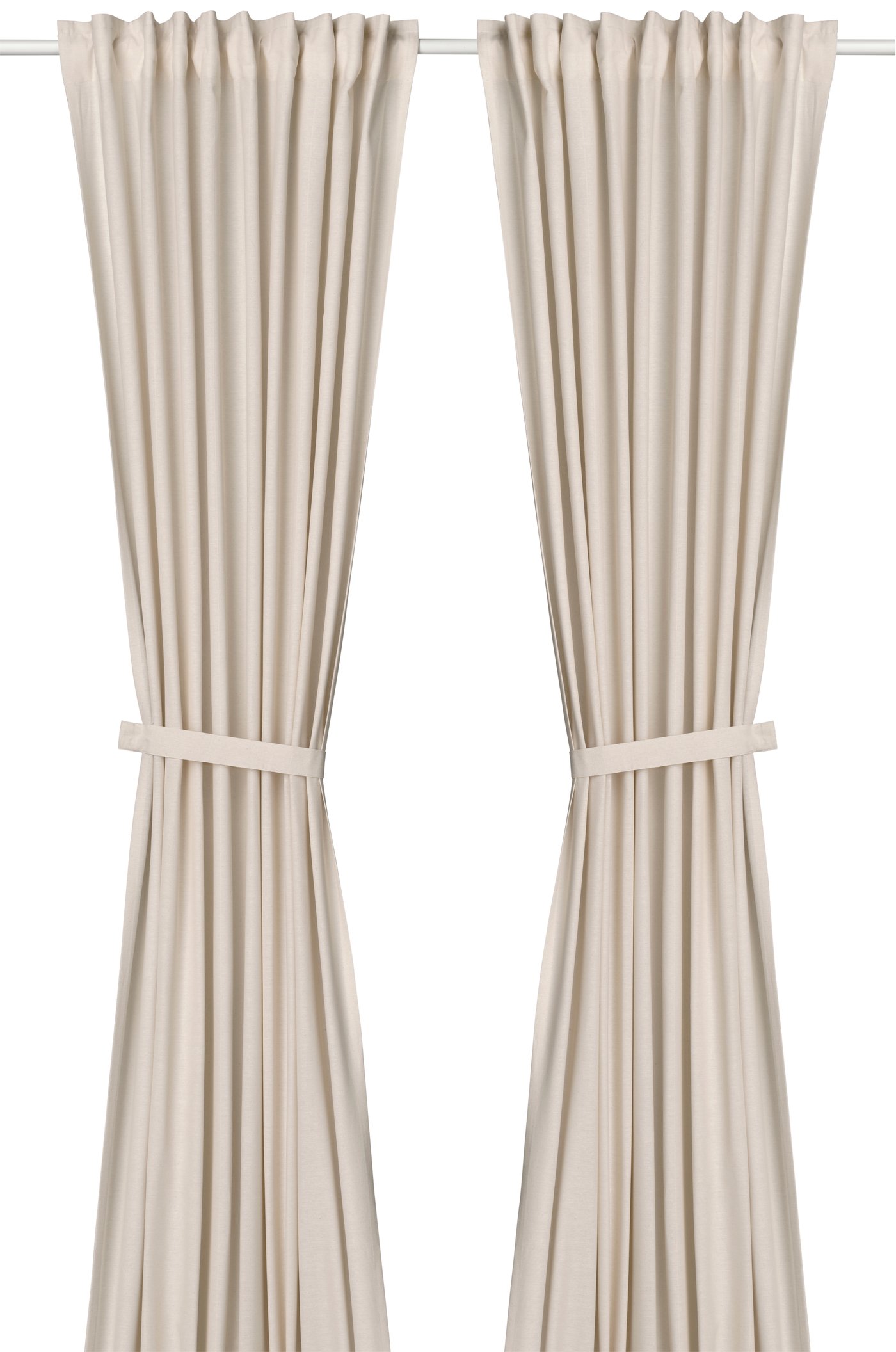 IKEA LENDA gardiner med omtag, 1 par, off-white/med veckband, 140x250 cm