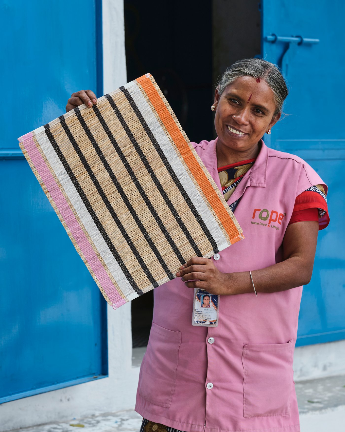 A banana fibre/stripe pattern MÄVINN place mat