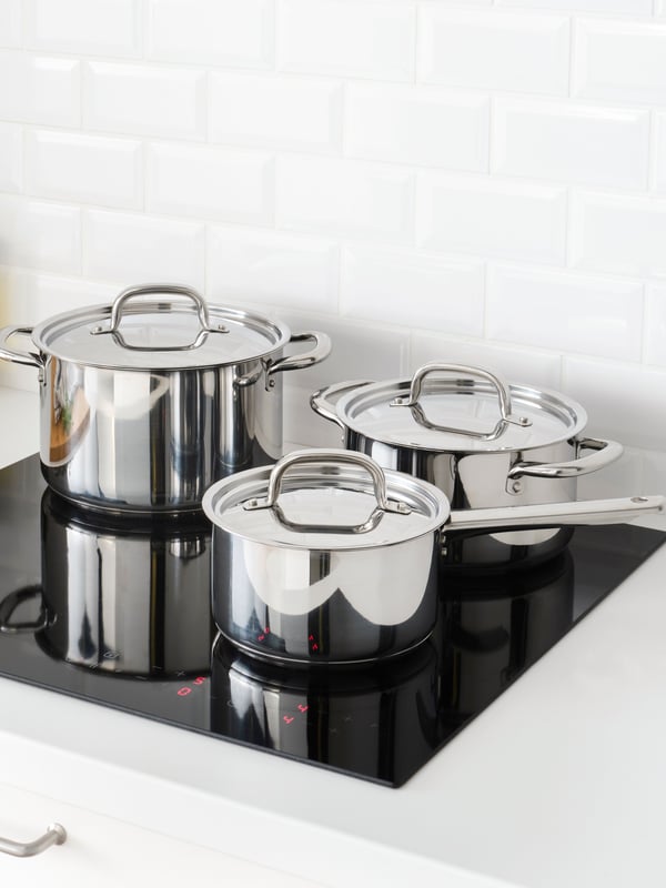 A stainless steel IKEA 365+ cookware
