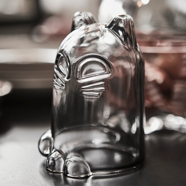 A cat dark grey KUSTFYR decoration