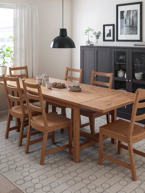 An antique stain/antique stain NORDVIKEN table and 6 chairs