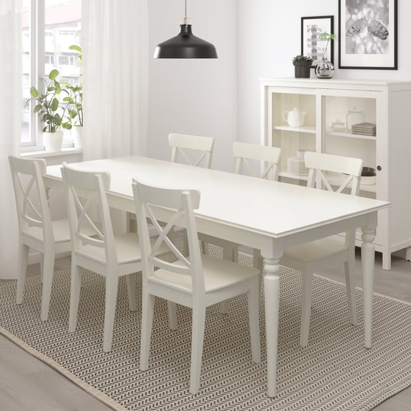 A white INGATORP extendable table