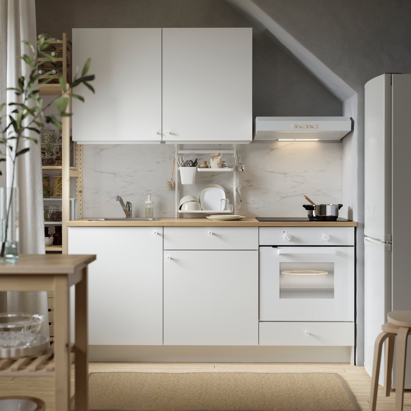 KNOXHULT kitchen with white fronts.