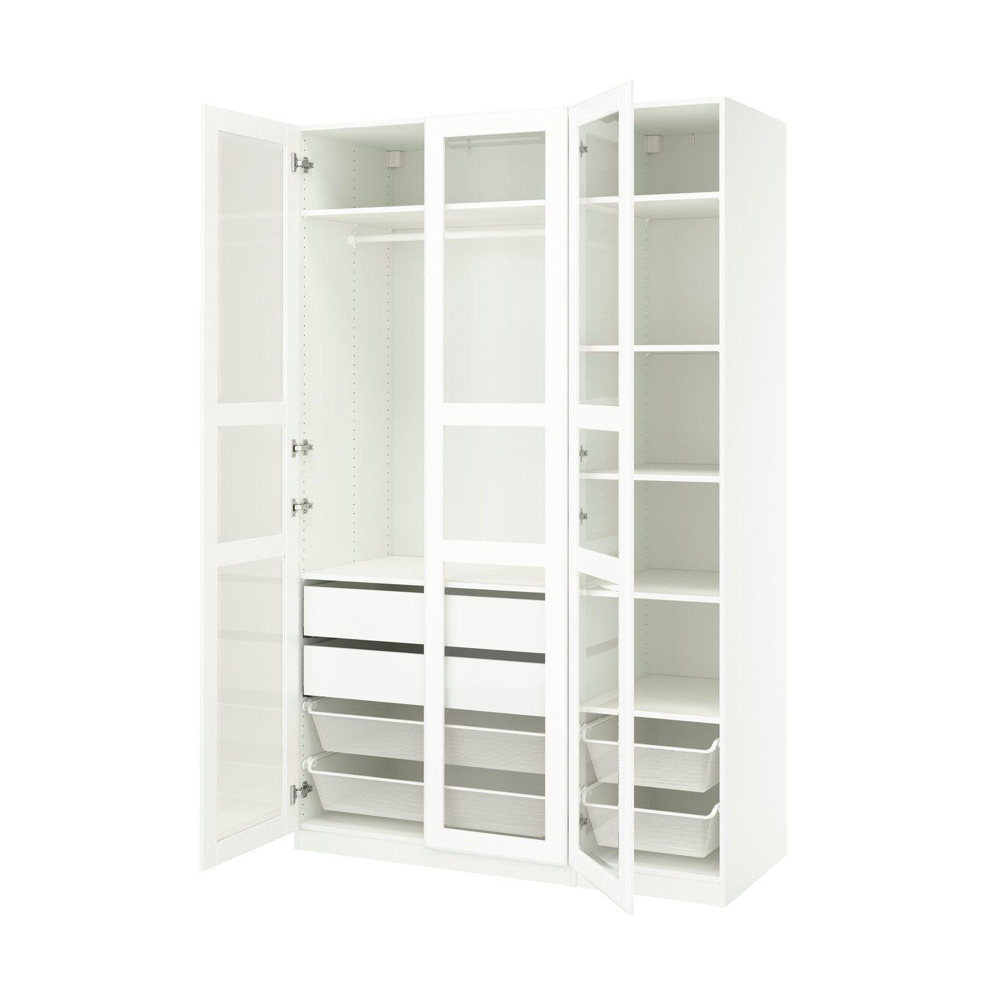 IKEA PAX / TYSSEDAL garderobskombination, vit/vit glas, 150x60x236 cm