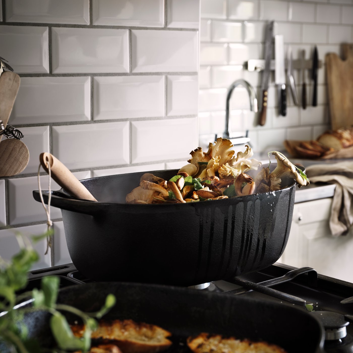 A black pan on a hob
