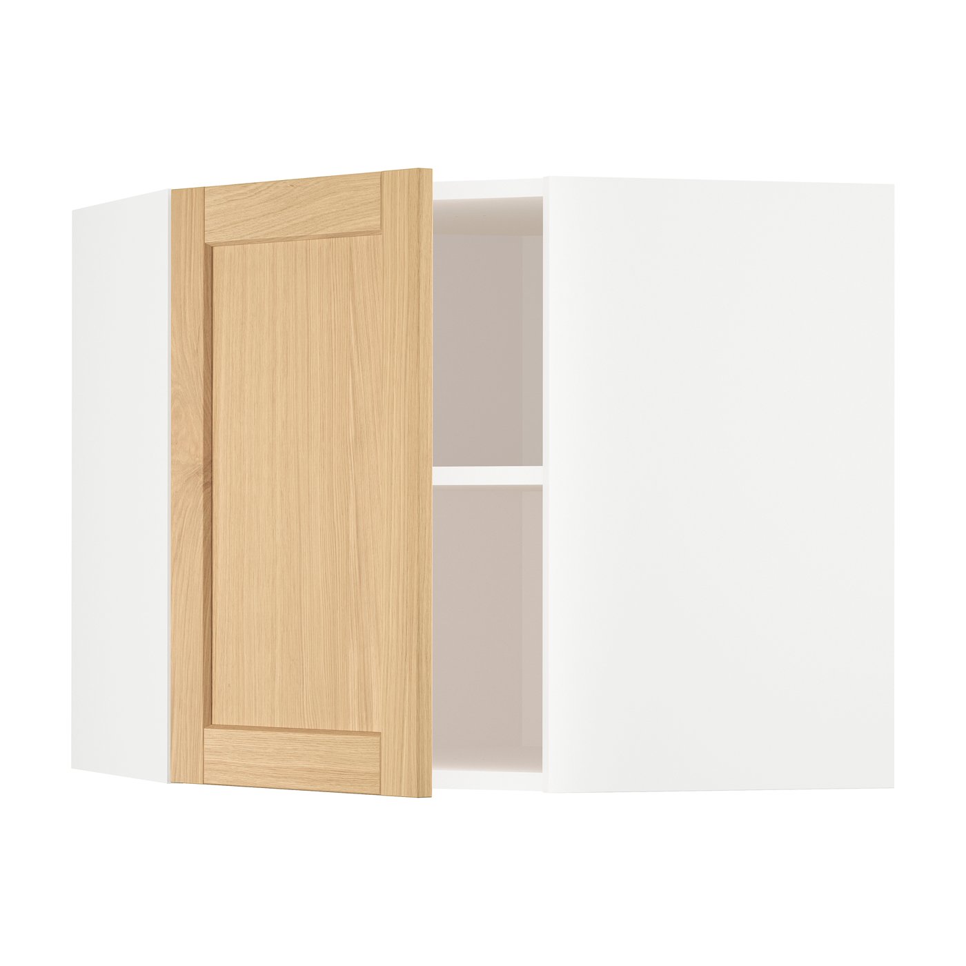 IKEA METOD vägghörnskåp med hyllplan, vit/forsbacka ek, 68x60 cm