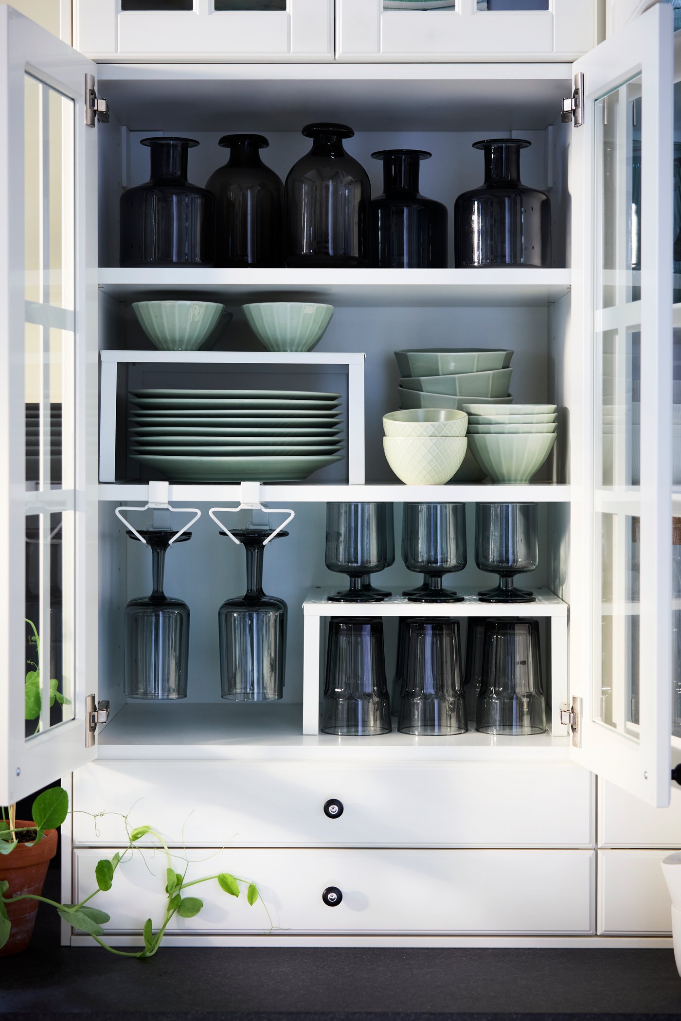 A stoneware pale grey-green STRIMMIG bowl in the kitchen