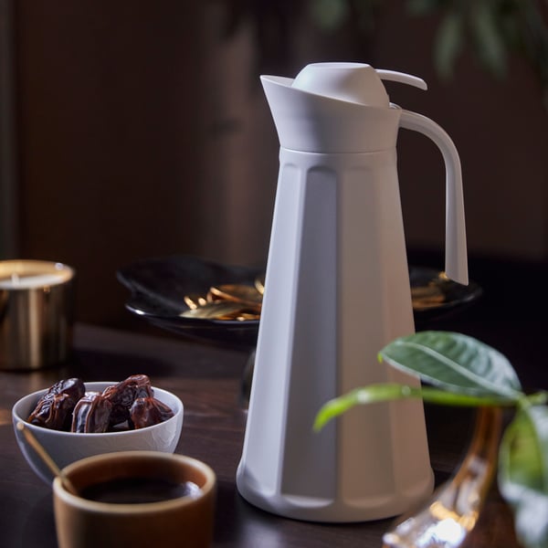 A white GOKVÄLLÅ vacuum flask