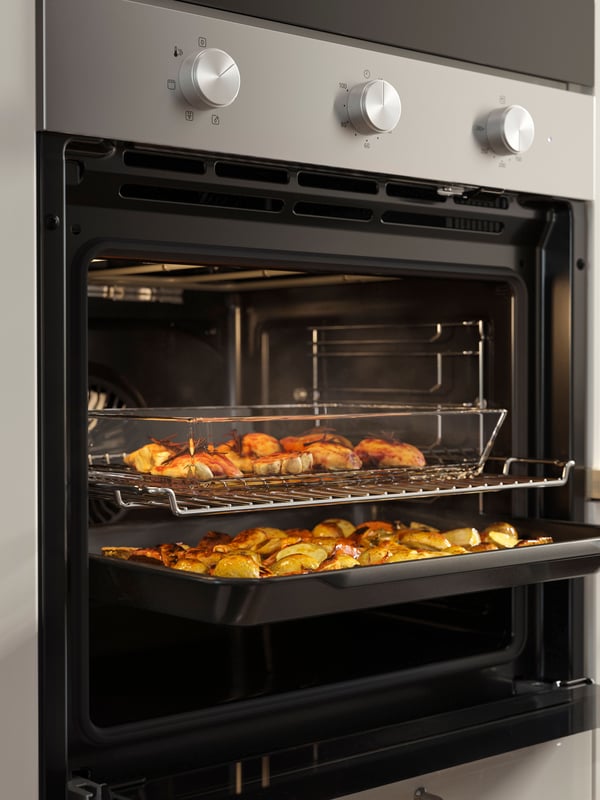 A grill function stainless steel colour/IKEA 300 FRILLESBO fan oven in the kitchen