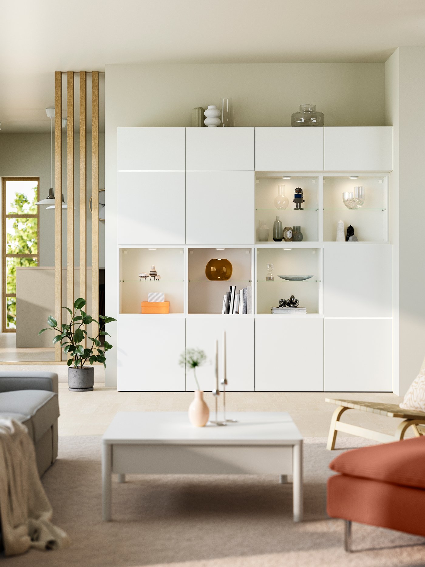 Eine weiße/Lappviken weiße BESTÅ Aufbewahrungskombination mit Türen