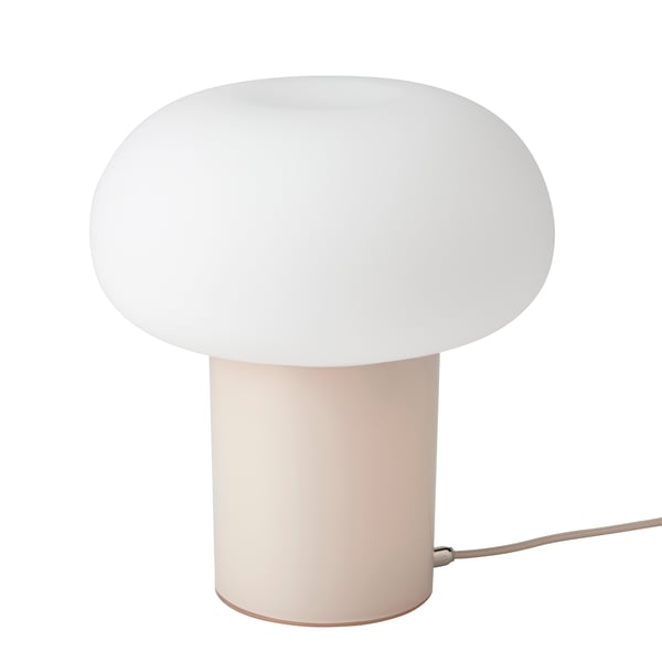 A beige/opal white glass DEJSA table lamp in the NA